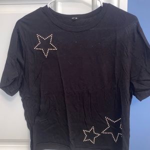 Monrow black star beaded shirt